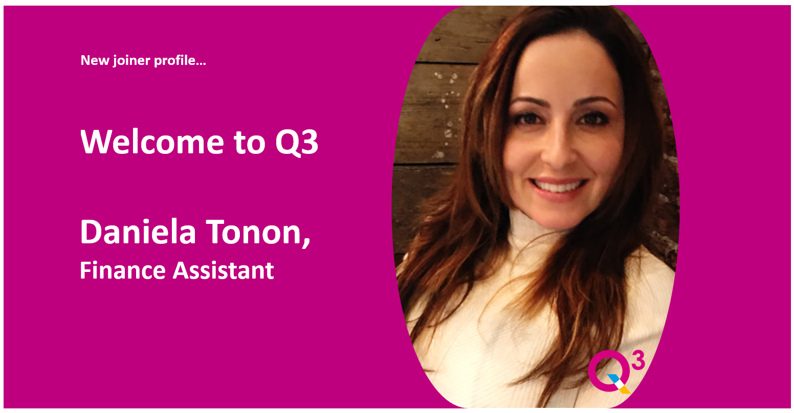 Daniela Tonon, FInance Assistant at Q3, front image, upper half body.